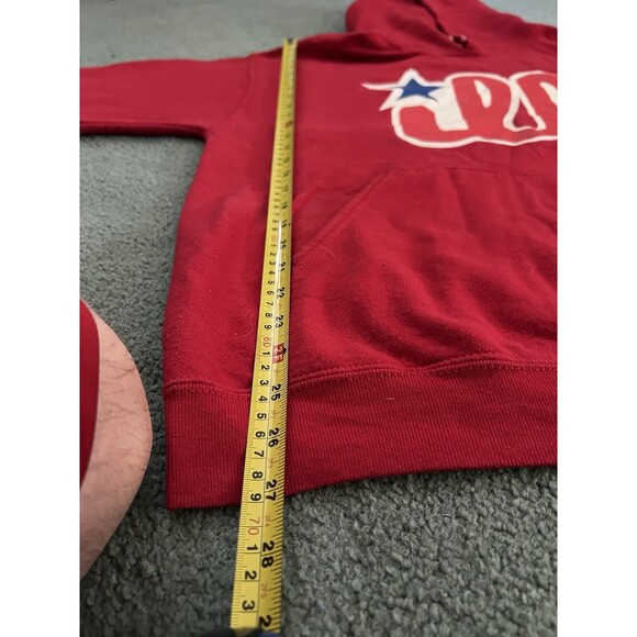 Jerzees Red Hoodie with White and Blue Design - Picture 9 of 14